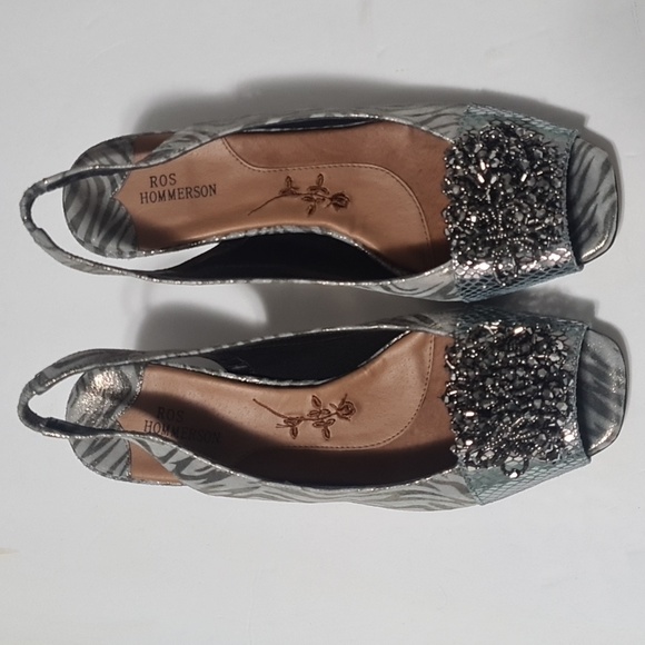 ROS Hommerson EUC shiny sparkle beaded grey zebra print comfort heels 8M - Picture 2 of 10